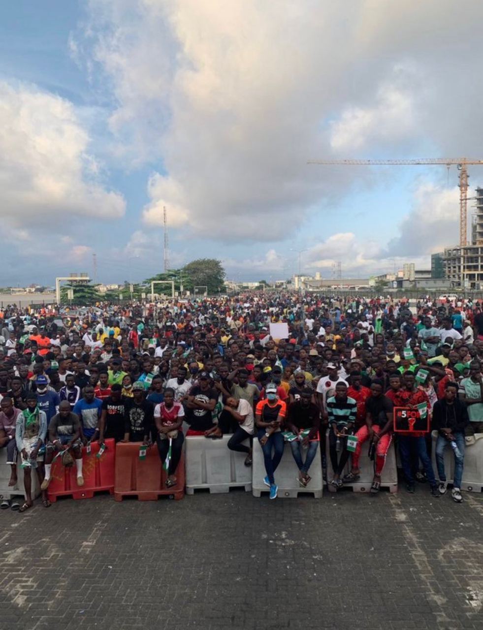 picture of peaceful protesters at Lekki